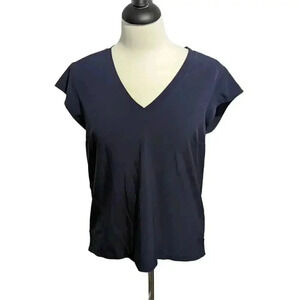 Eddie Bauer Navy Blue Short Sleeve Athletic Outdoors Top with Pocket Size S